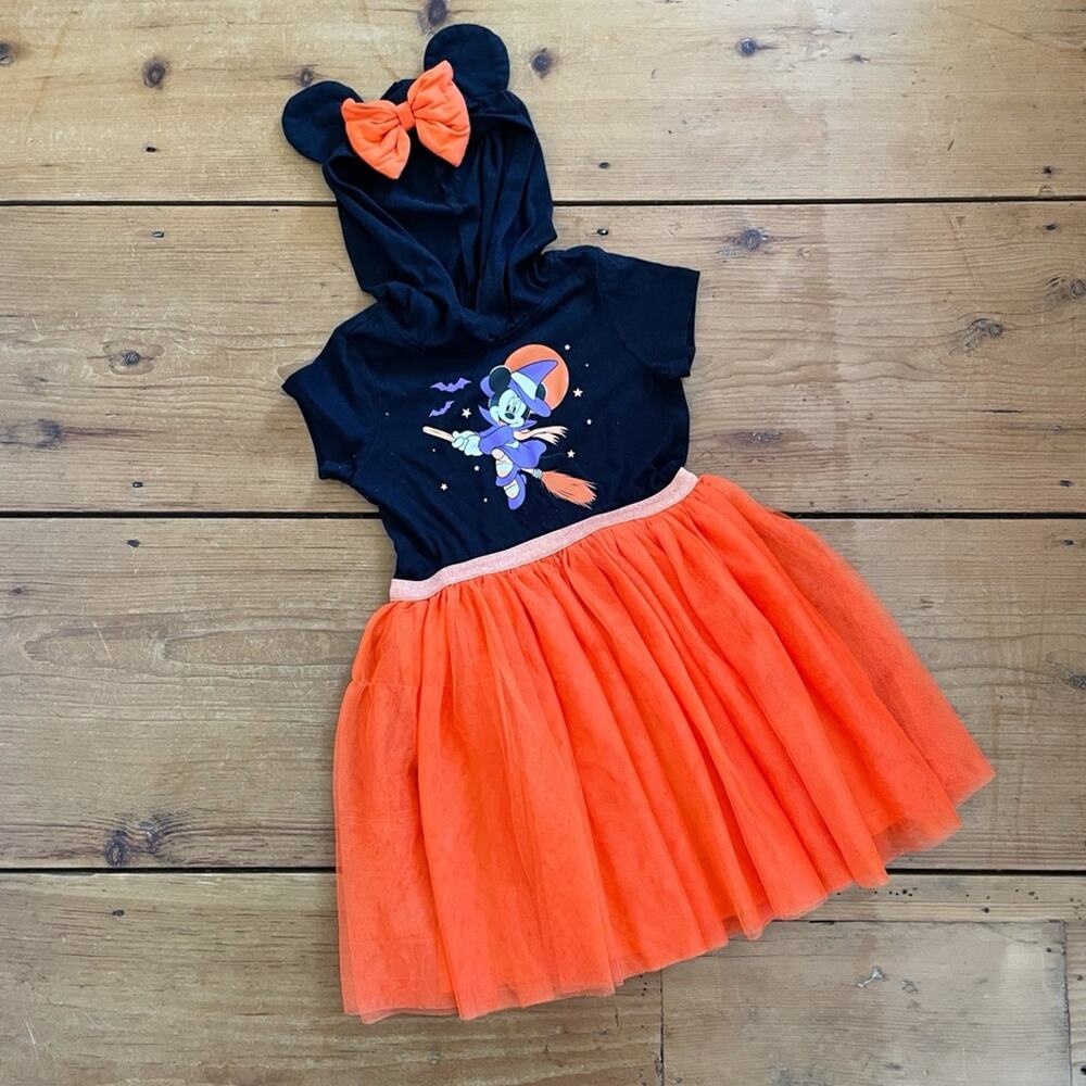 Minnie Mouse Hooded Dress With Ears & Tulle Skirt Girls Size 6/6X